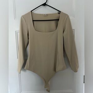 Free People Long Sleeve Bodysuit - Tan - Size L